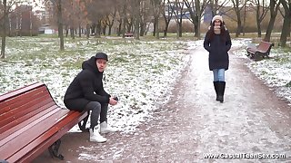 Throbbing haired brunette Russian teen Bell Knock gets a mouth full of cum